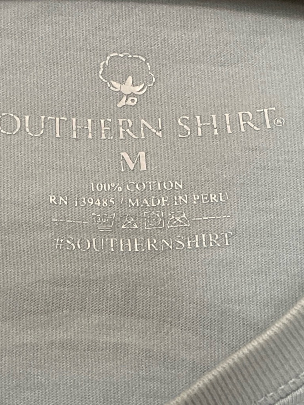 Southern Shirt Co Men's M Long Sleeve Pocket Tee Blue Canoe Graphic Peru Cotton - Picture 4 of 6